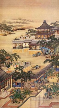 張澤端川沿い部分アンティーク中国 Oil Paintings